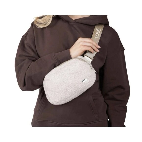 LOLE Fuzzy Sherpa Belt Bag Adjustable Crossbody Fanny Pack Convertible Cream - Picture 10 of 10